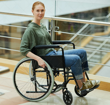 Girl sitting in a wheelchair